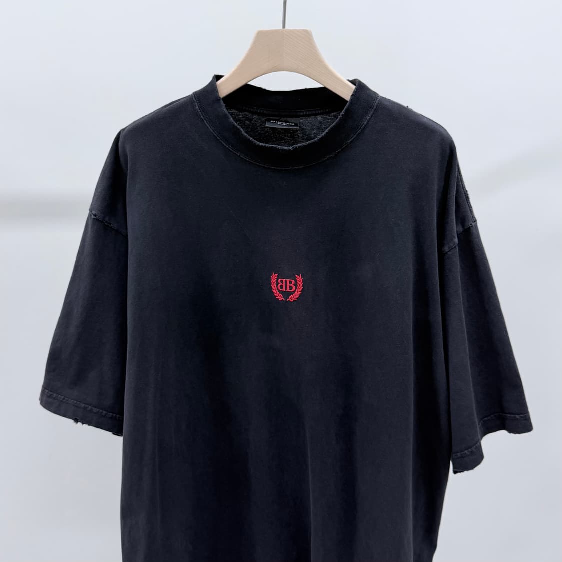 [S+급/XL] 발렌시아가 BB 로고 코튼 반팔 티셔츠 블랙 상품이미지2