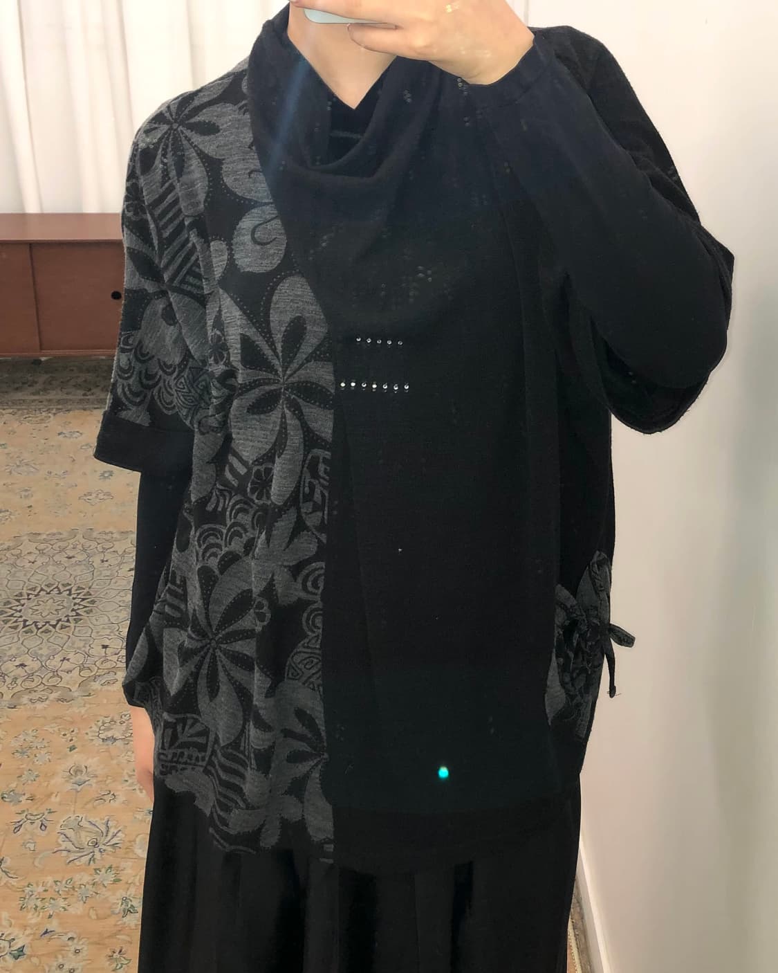 블랙 플라워 오버핏 반팔 상품이미지4