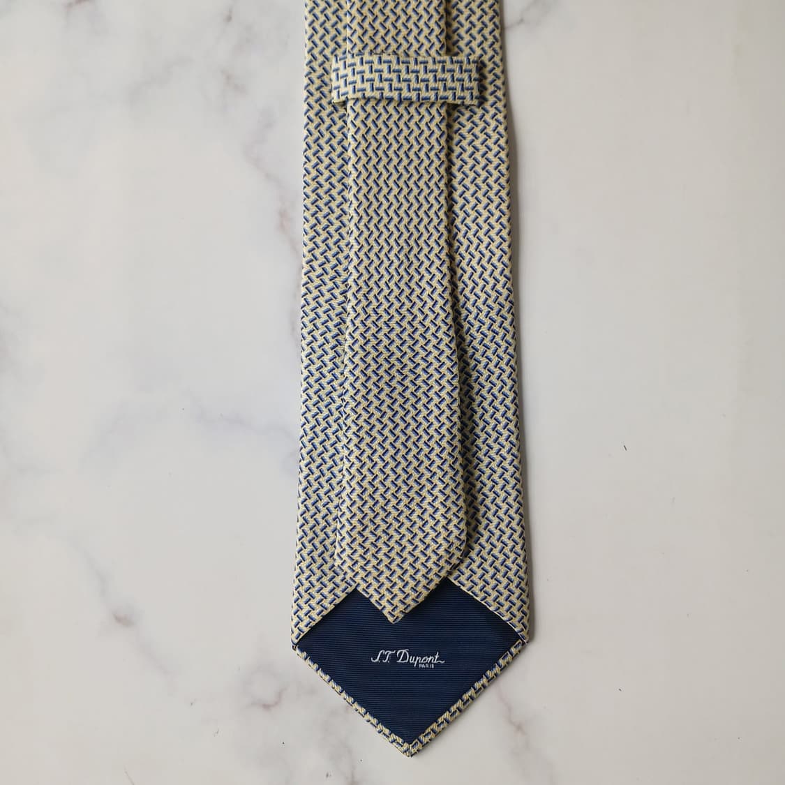 에스.티. 듀퐁 넥타이 옐로우 기하 패턴 8.8cm S~A+등급 G31 상품이미지8