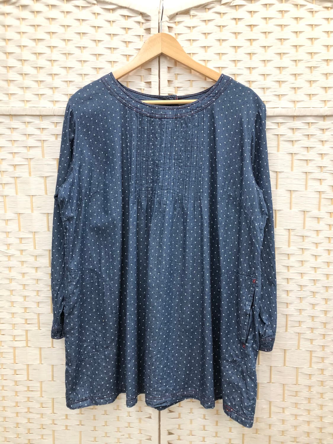 도트 블루 블라우스 상품이미지1