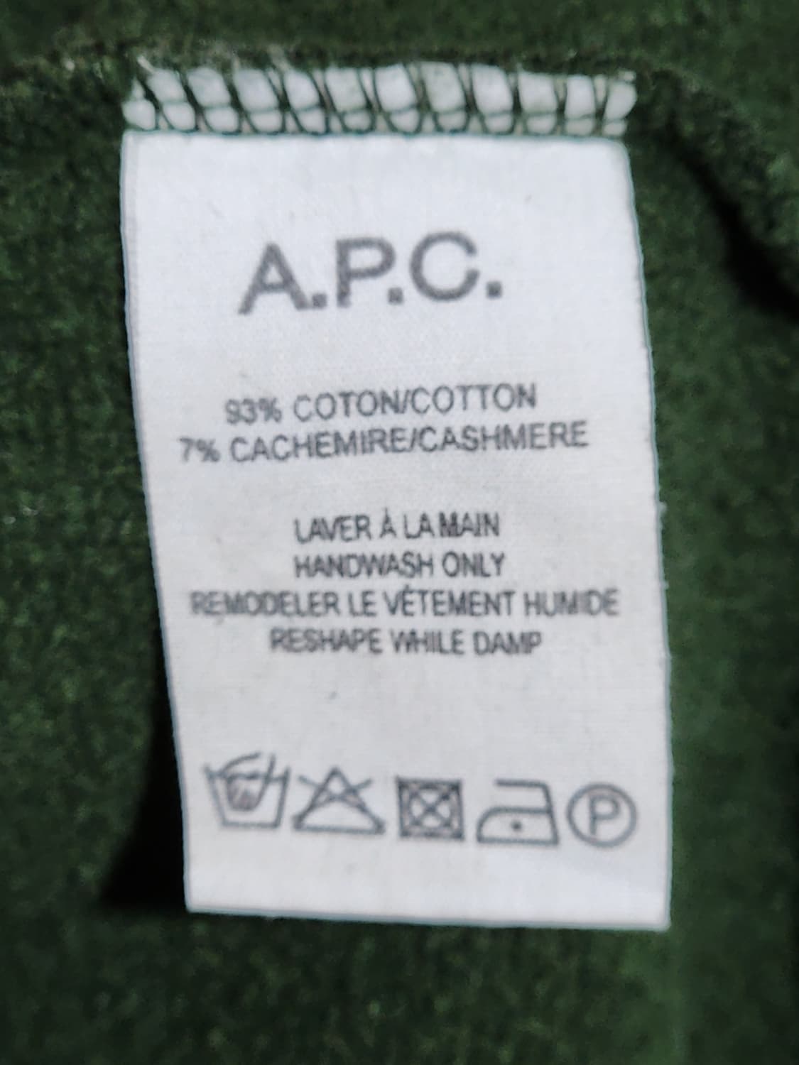 (L) 아페세 기모 맨투맨 무지 APC 스웨트 티셔츠  상품이미지4