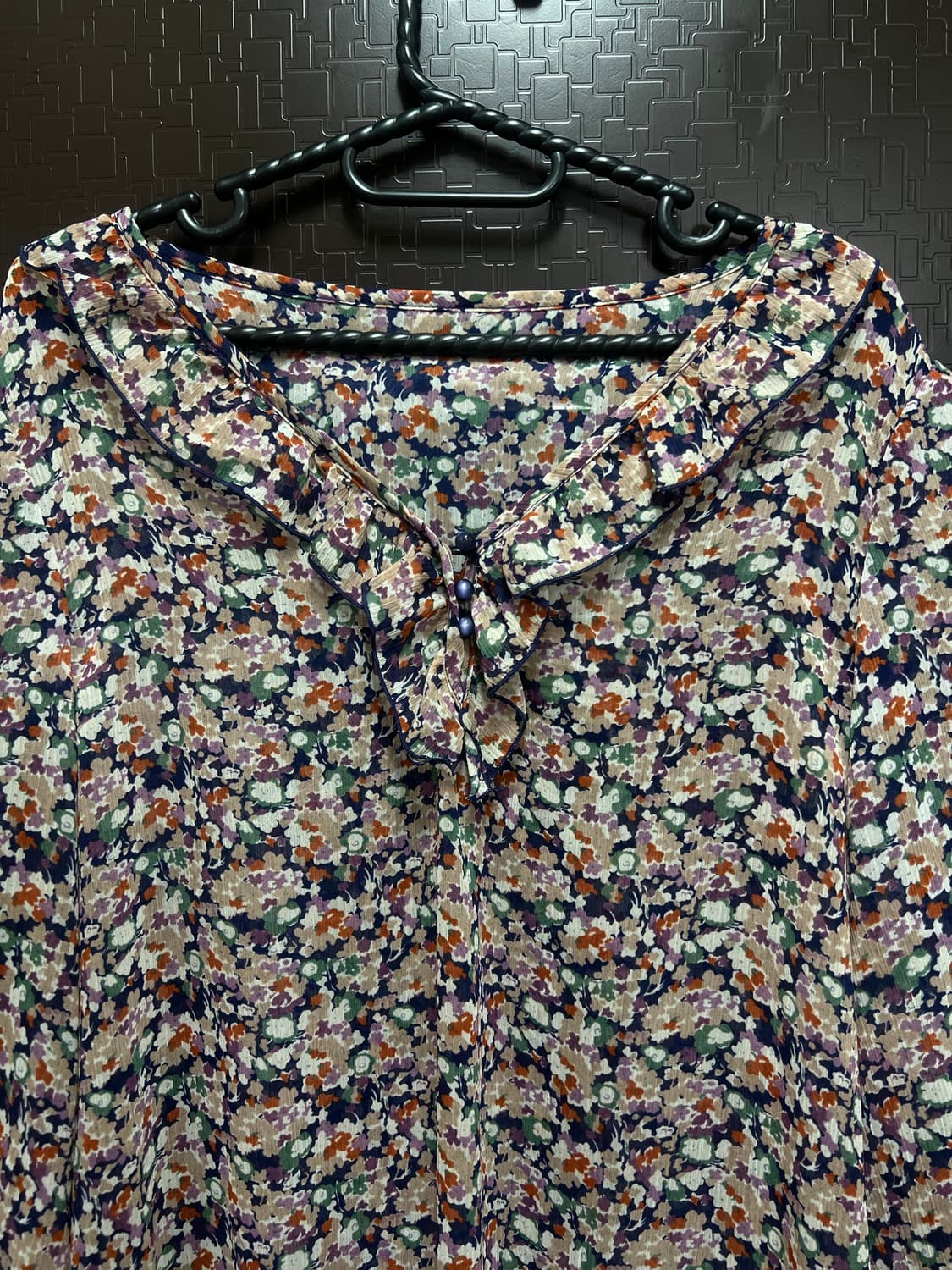 빈티지 모리걸 시스루 보라빛 블라우스원피스 free 상품이미지3