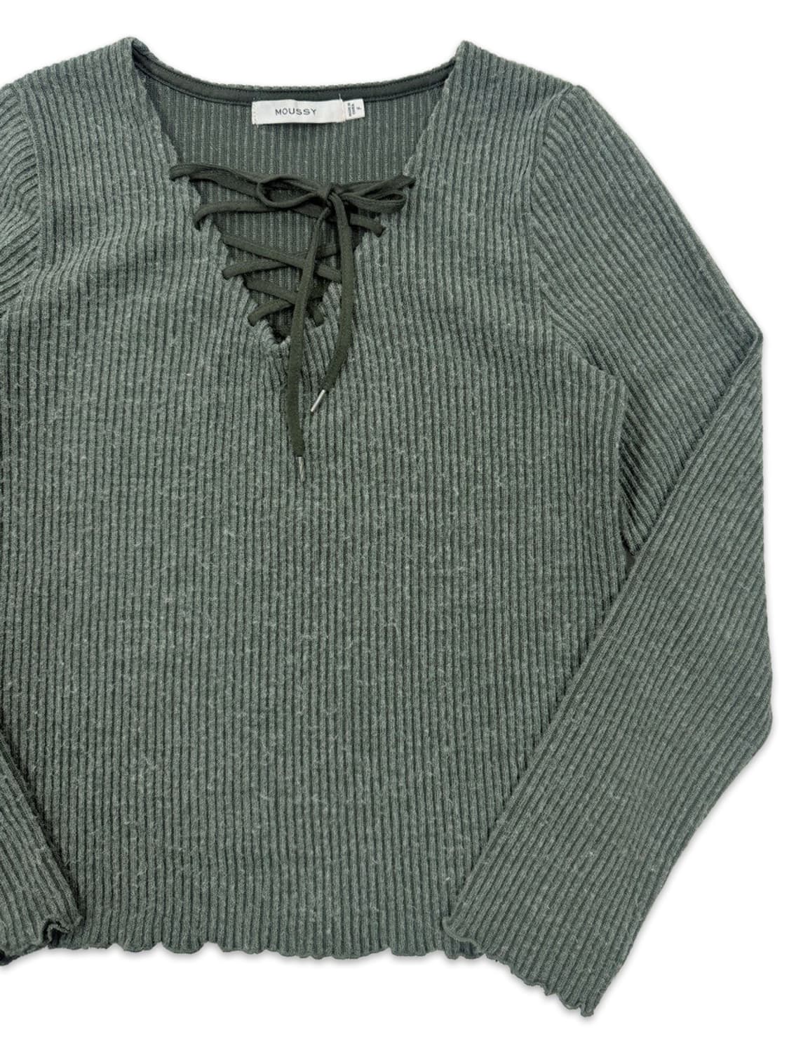 빈티지 Moussy 그린 리본 긴팔 니트 상품이미지2