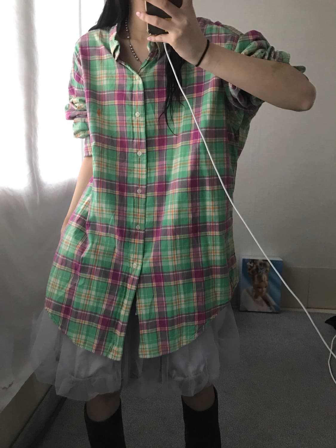 폴로 그린핑크 체크셔츠 상품이미지6