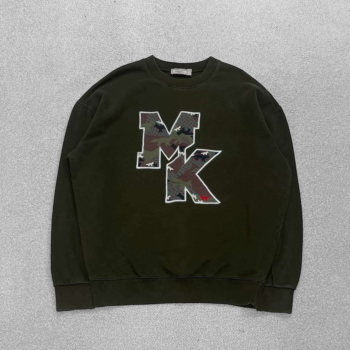 메종키츠네 MK 로고 크루넥 맨투맨 카키 상품이미지1