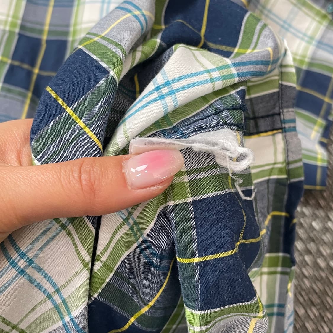 컬럼비아 원포켓 네이비그린 체크 반팔셔츠 L 상품이미지5