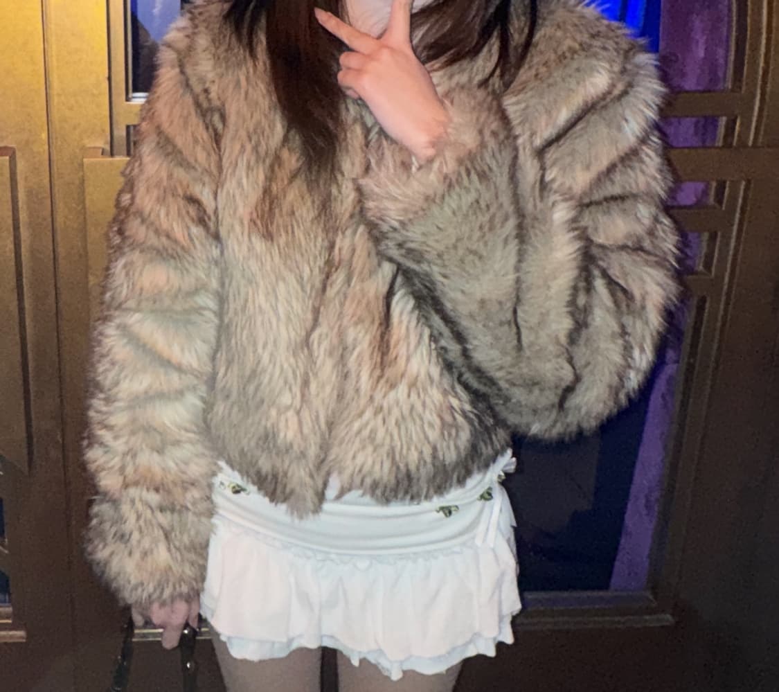 블랙업 퍼자켓 빈티지 상하이 시부야 갸루 세미 크롭 퍼자켓 상품이미지1