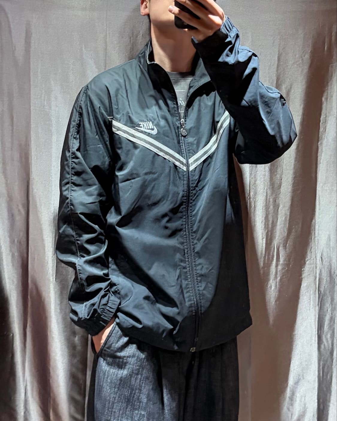 XXL 나이키 NIKE 스우시 사선라인 차콜 나일론 자켓 상품이미지1