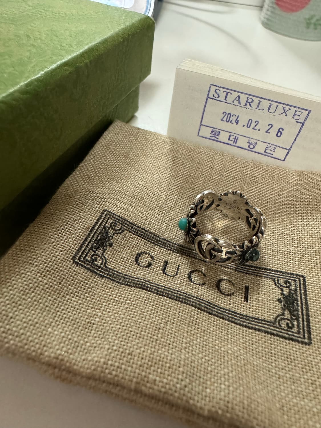 구찌 더블g 자개 플라워 링 반지 상품이미지1