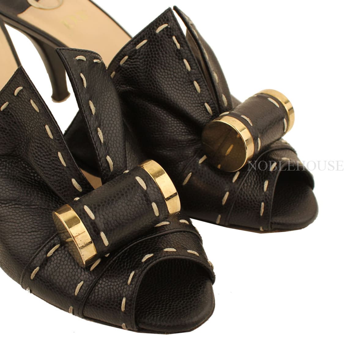 오쥬르 블랙 화이트 스티치 뮬 슬리퍼 35 1/2 상품이미지6