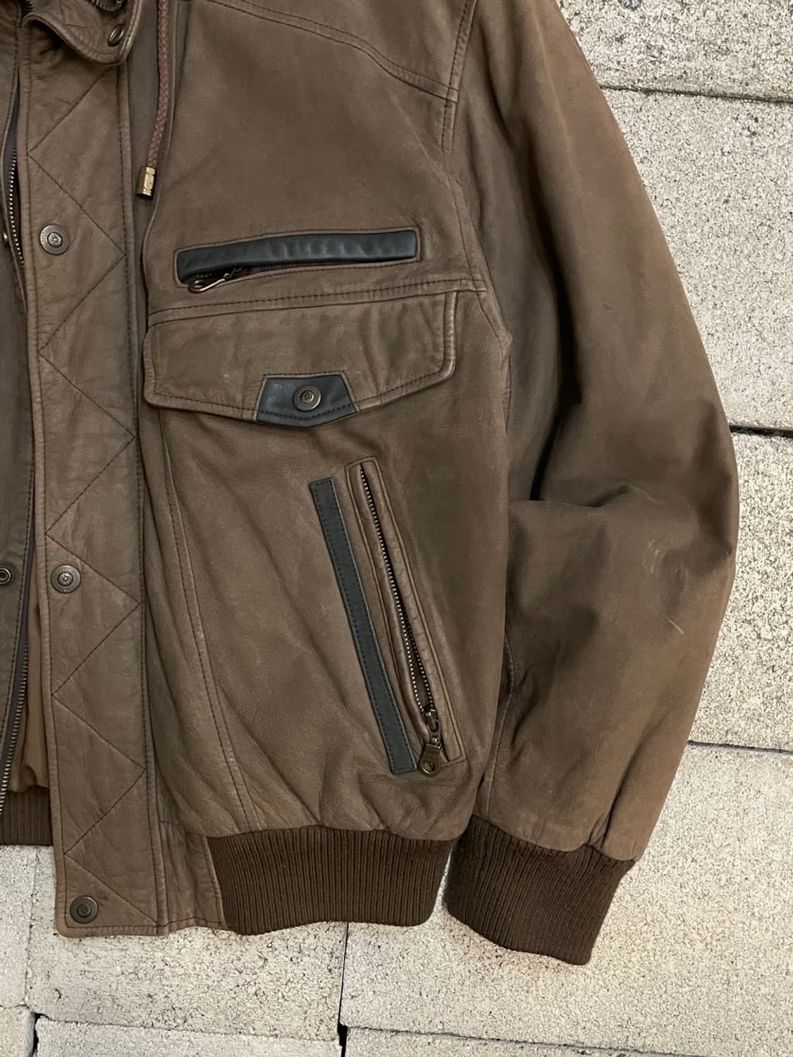 빈티지 레더 봄버 자켓 상품이미지3