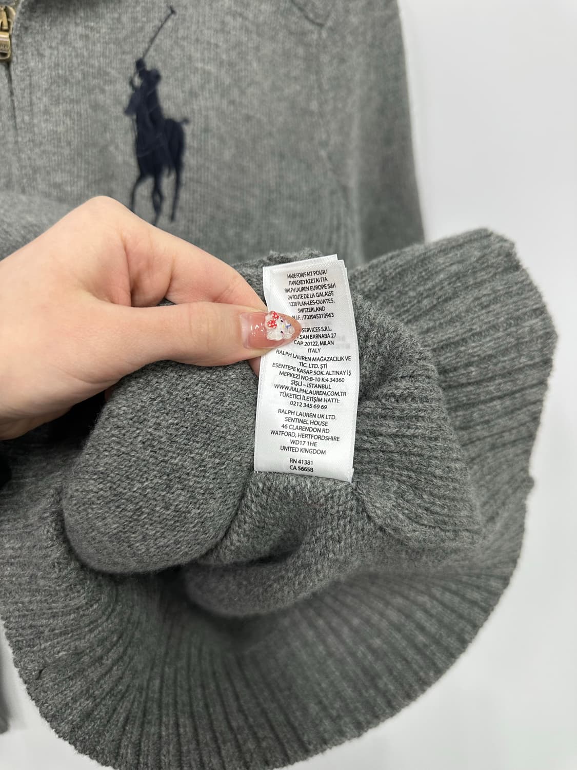 폴로 네이비 빅포니 그레이 니트집업  상품이미지4