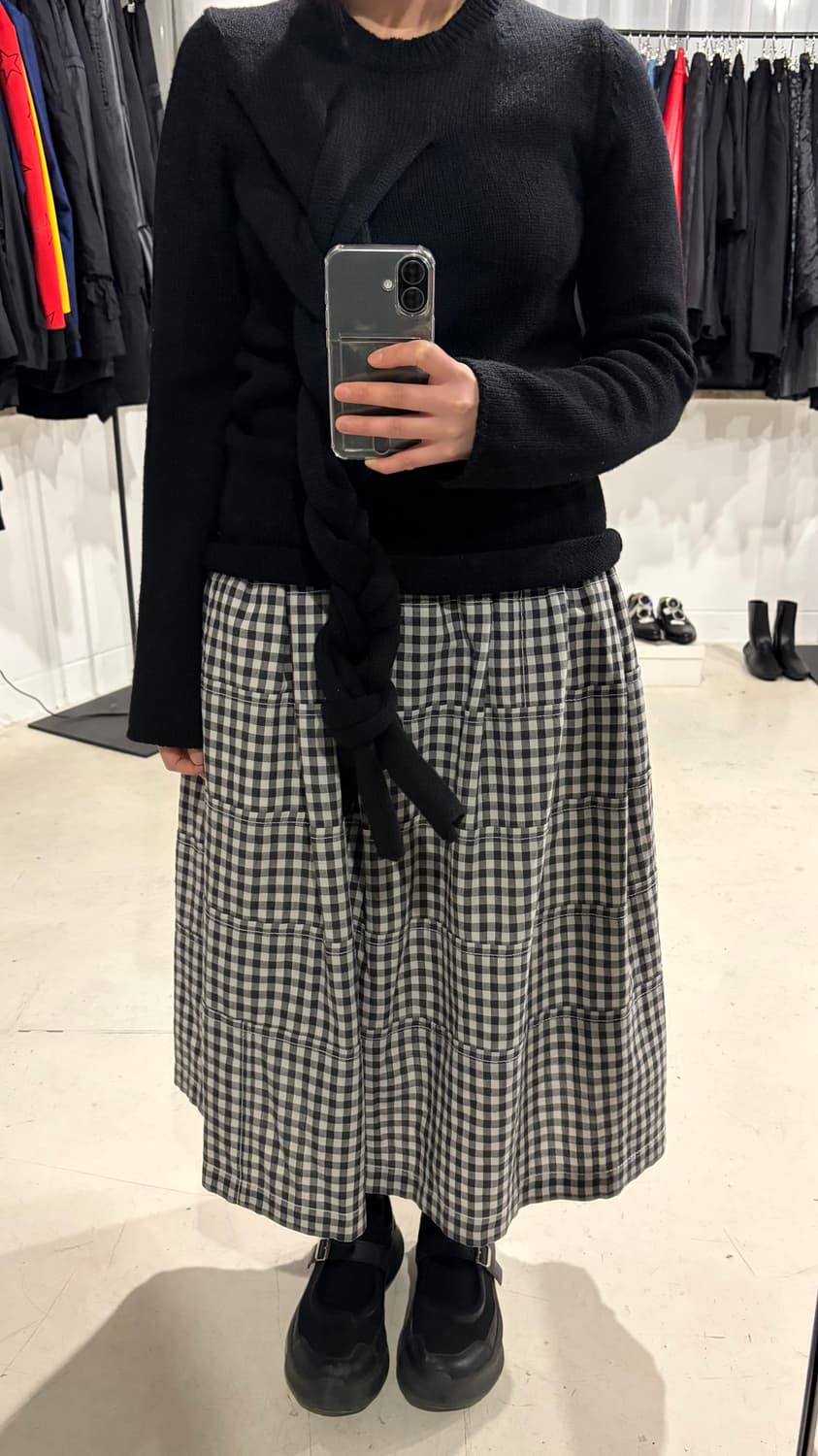 Gingham Check Patchwork Skirt 상품이미지2