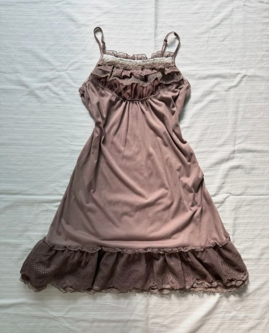 엑시즈팜 AXES FEMME 브라운 레이스 캉캉 나시 원피스 슬리브리스 상품이미지2