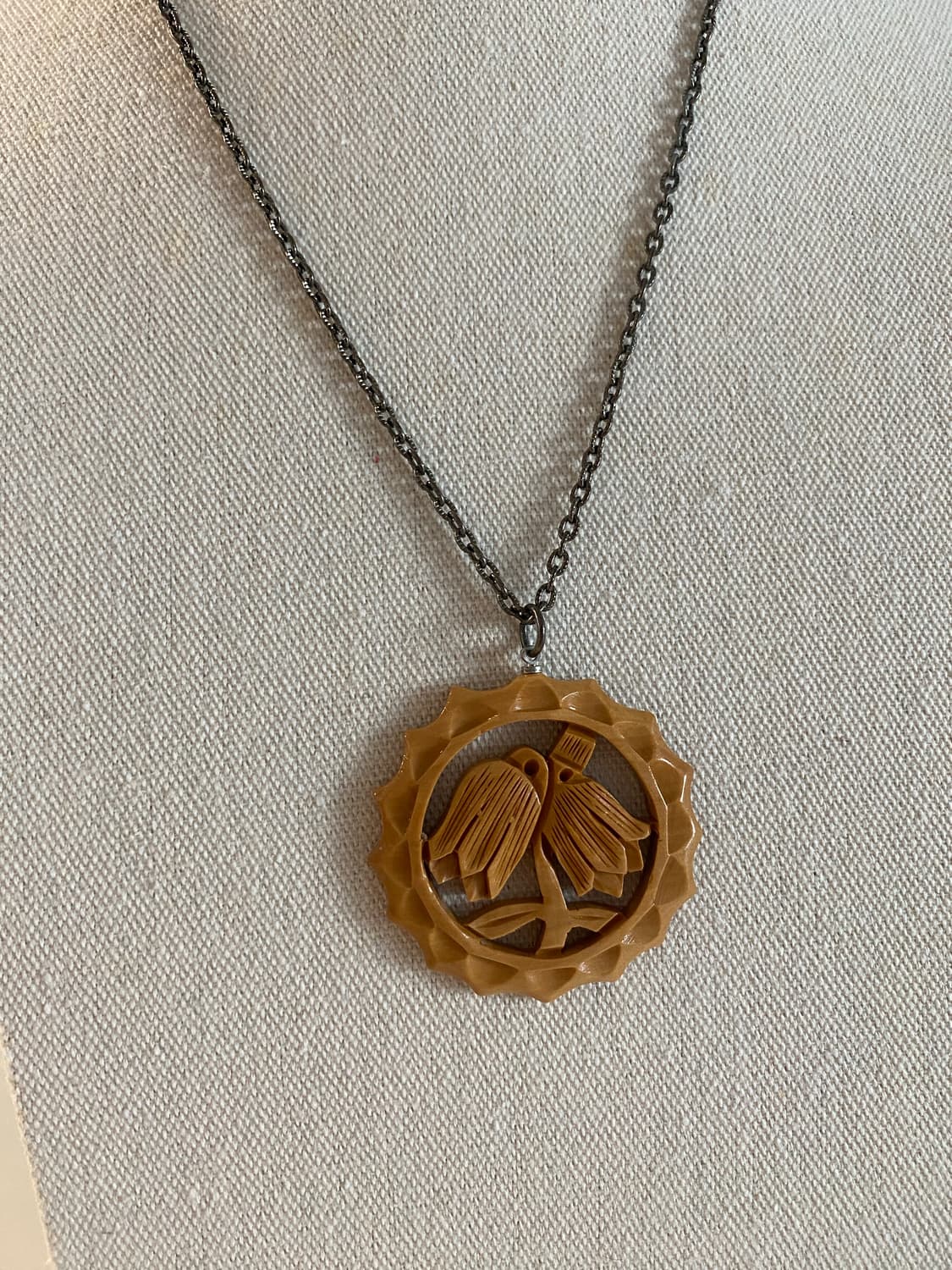 빈티지 플라워 우드 목걸이 주얼리 악세사리 상품이미지3