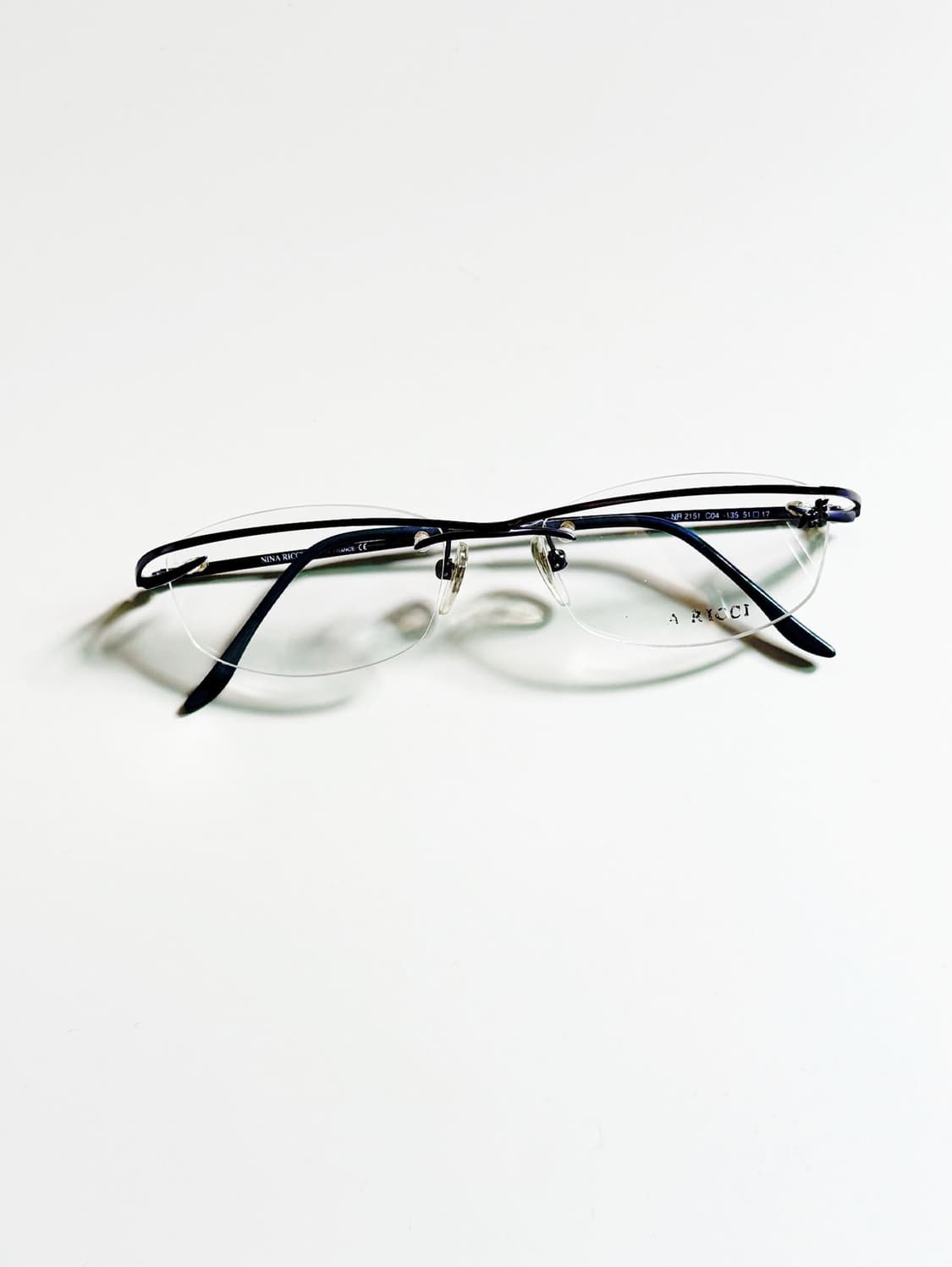프랑스제 NINA RICCI 무테 플로럴 메탈 빈티지 안경 상품이미지1