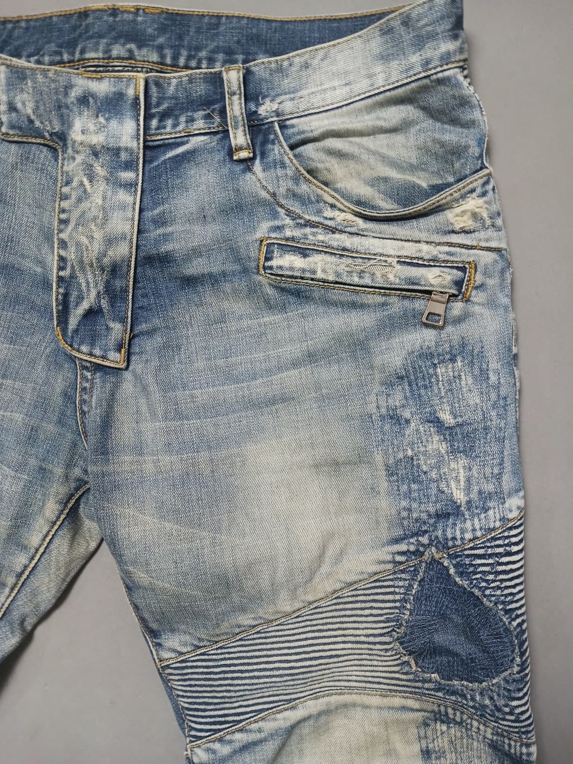 [34] 발망 스티치덧댐 바이커진 청바지 상품이미지4