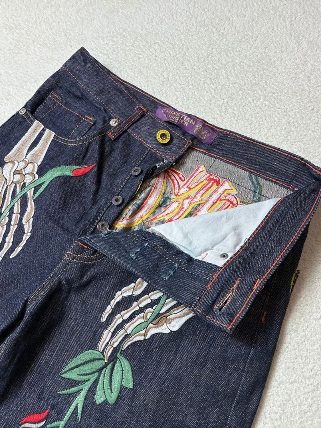 에드하디 크리스찬 오디지에 00's 자수 데님 팬츠 PN6696 상품이미지6