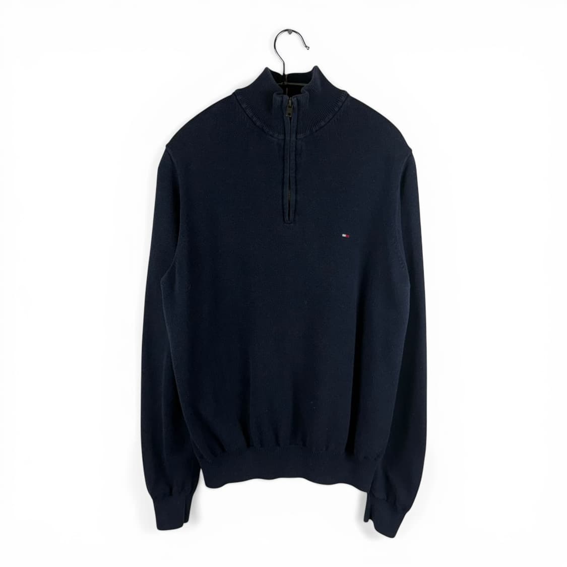 S) 타미힐피거 하프집 니트 네이비 상품이미지1