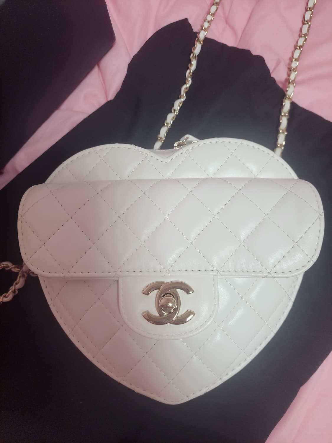 정품)급처상태좋음!샤넬 하트백 라지사이즈 이시영,모델아이린 가방 크로스백 상품이미지6