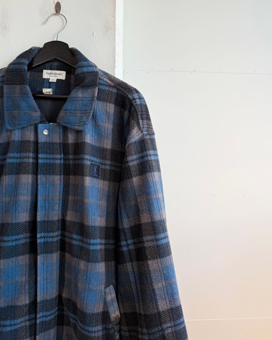 입생로랑 블루 90s 체크 플리스 자켓  상품이미지5