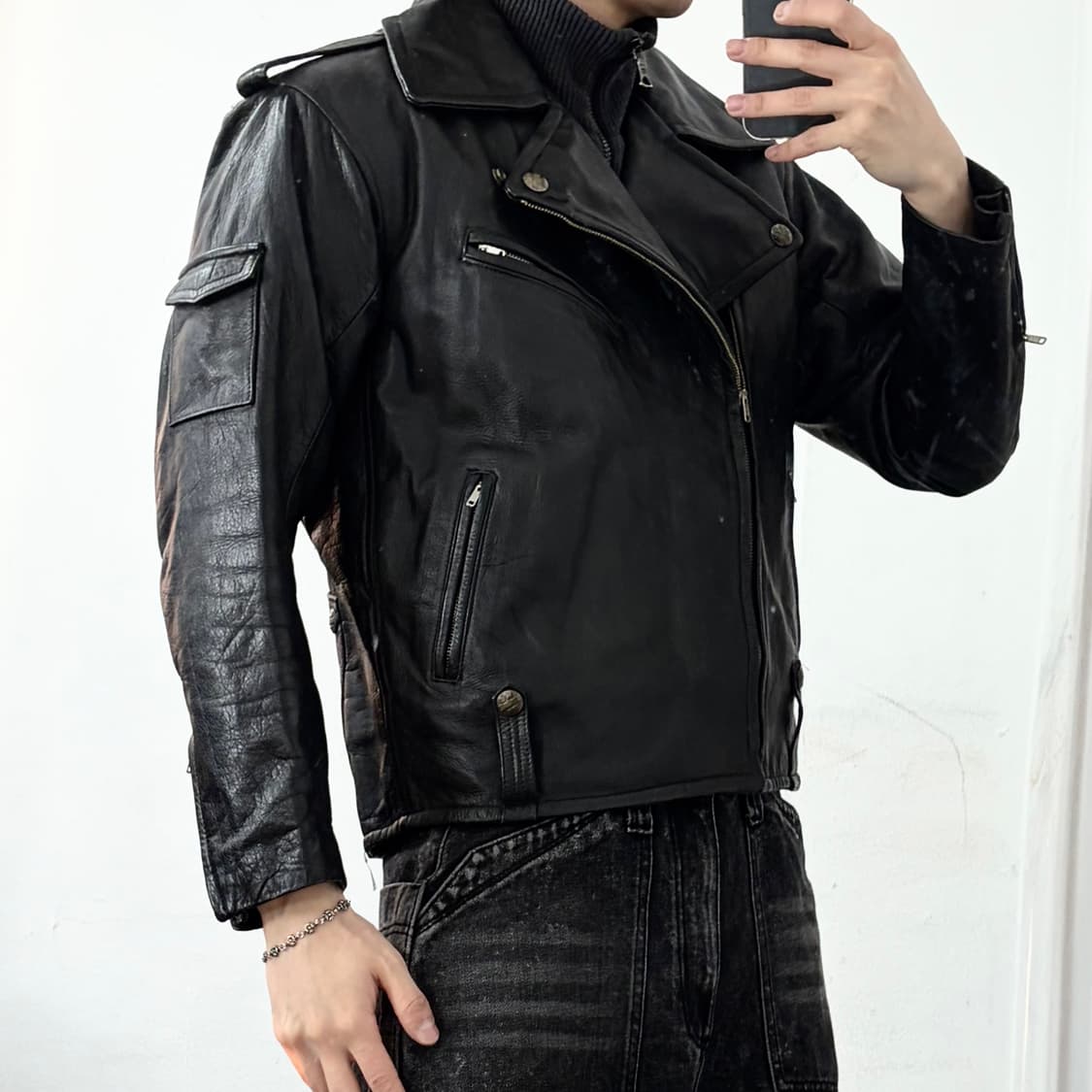 Komine 코미네 소가죽 더블카라 모터사이클 자켓 상품이미지4