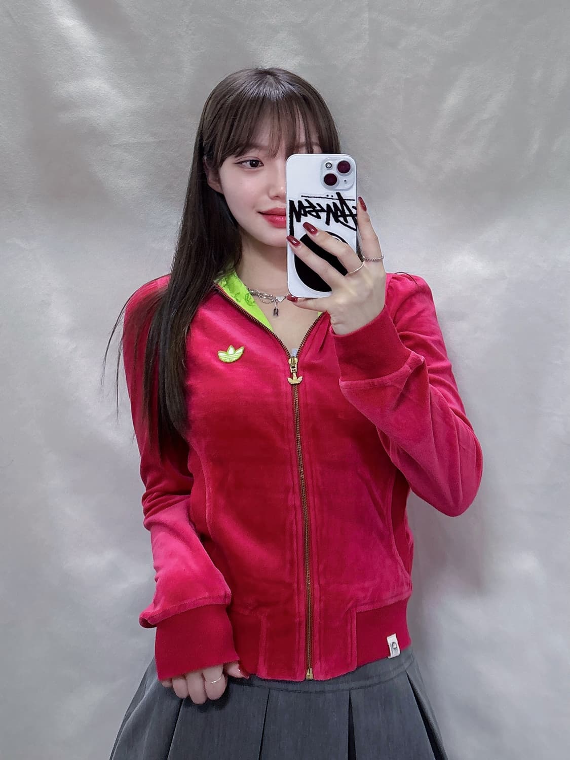 아디다스 핫핑크 벨벳 딱붙핏 트랙탑  상품이미지1