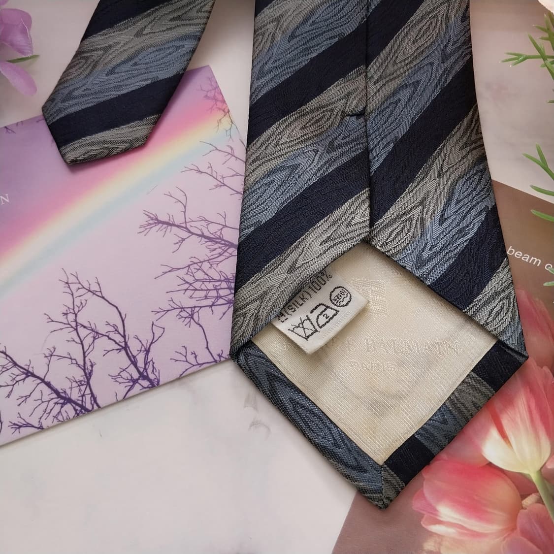 발망 실크 네이비 스트라이프 넥타이 8.1cm A~B등급  K1408
 상품이미지7