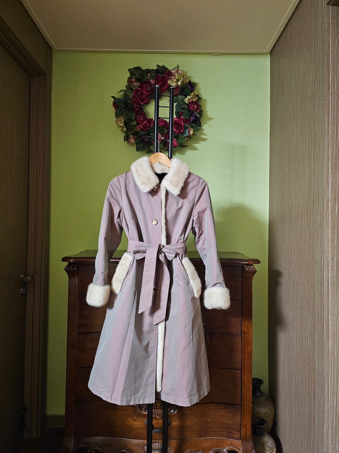 천연 밍크배색 코트 상품이미지1