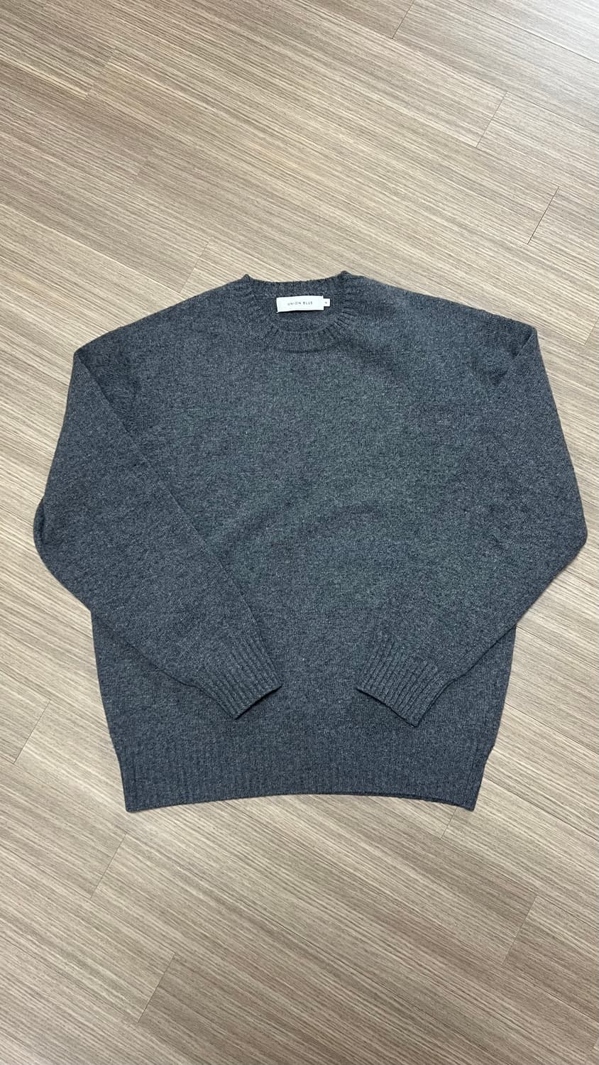 유니온블루 캐시미어 울 크루넥 니트 멜란지 그레이 XL 상품이미지2