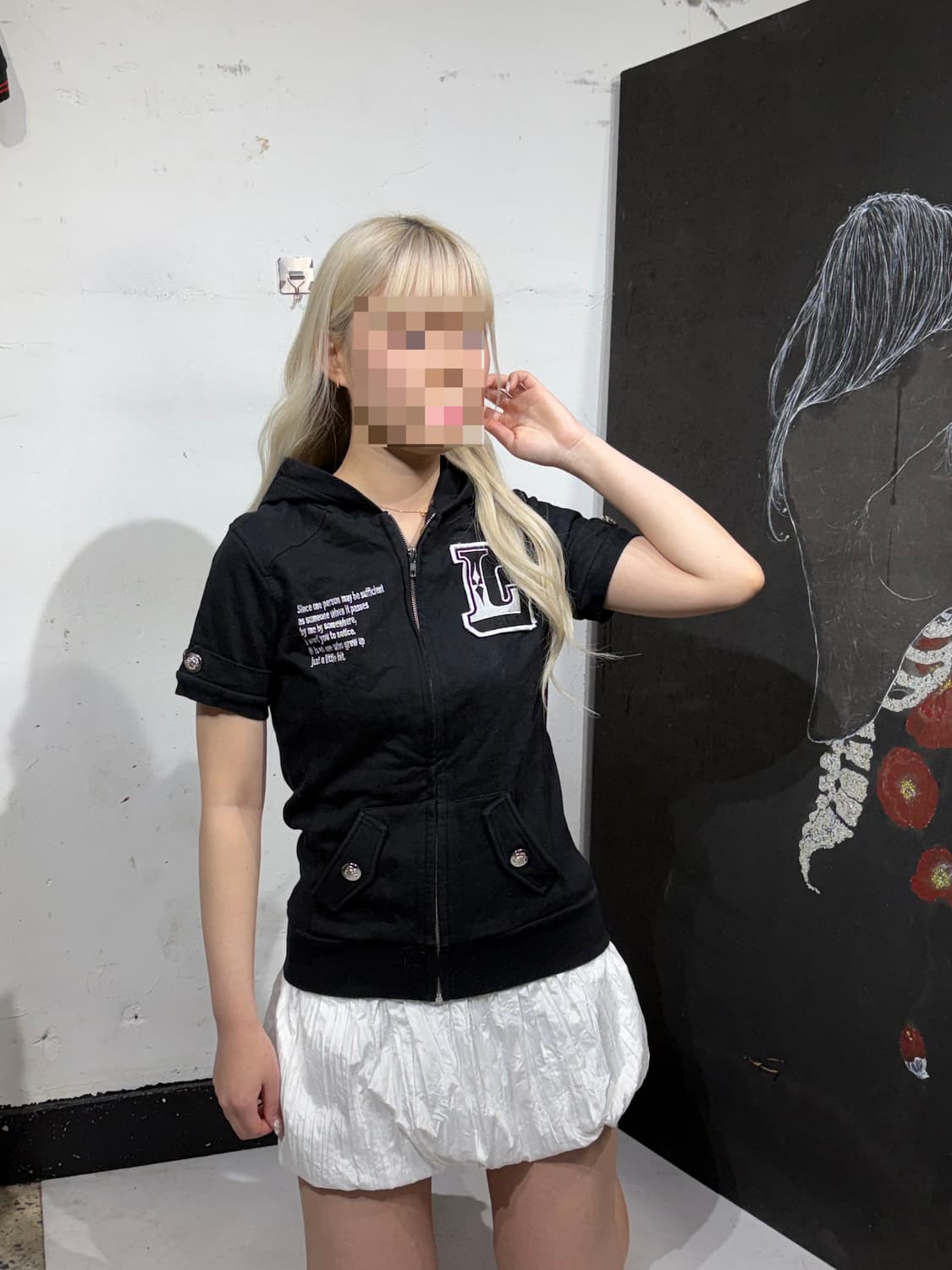 리즈리사 히메 갸루 딱붙 후드 집업 하프 져지 상품이미지5