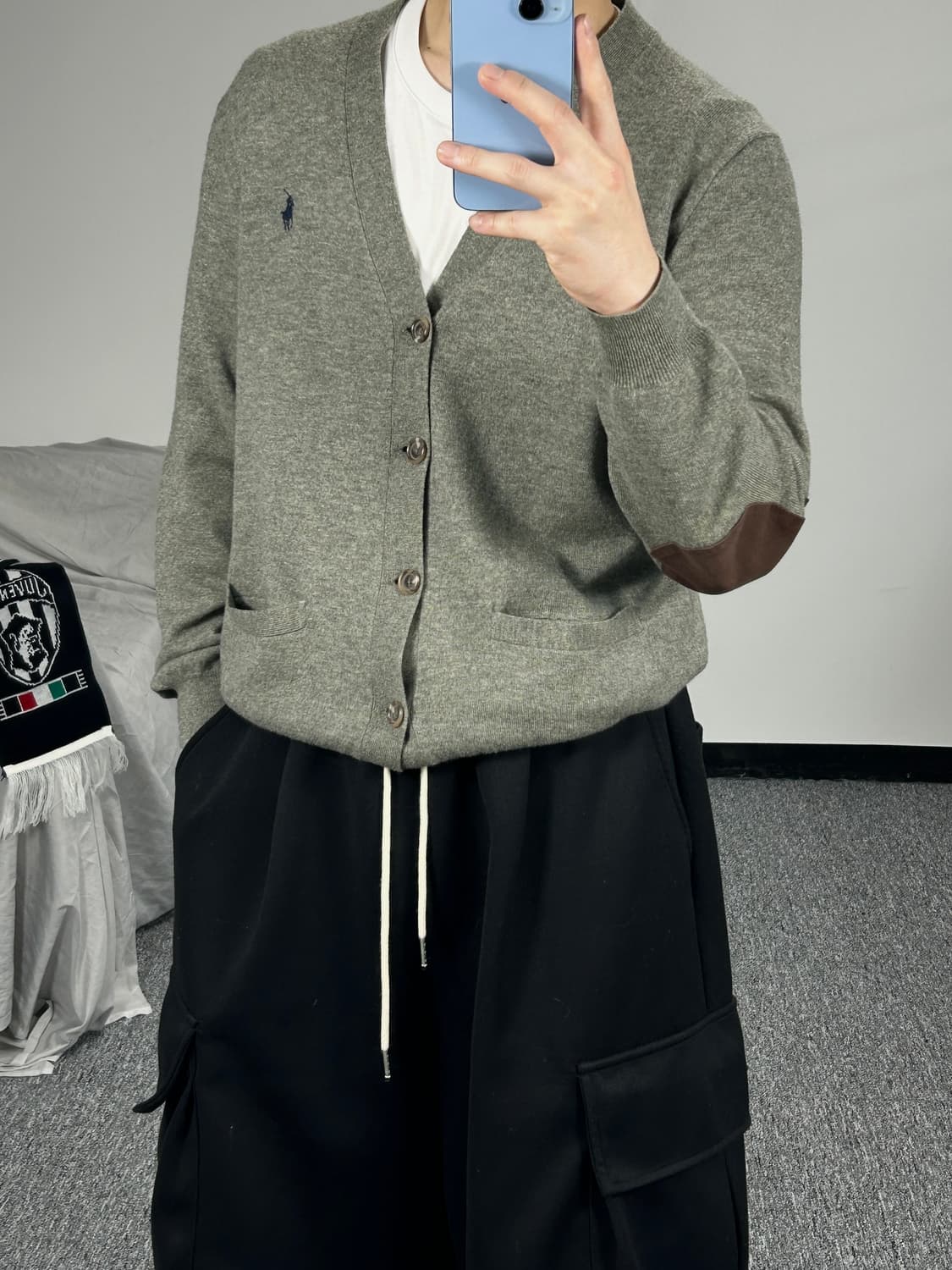 폴로 랄프로렌 메리노울 멜란지 그레이 가디건 L  상품이미지2