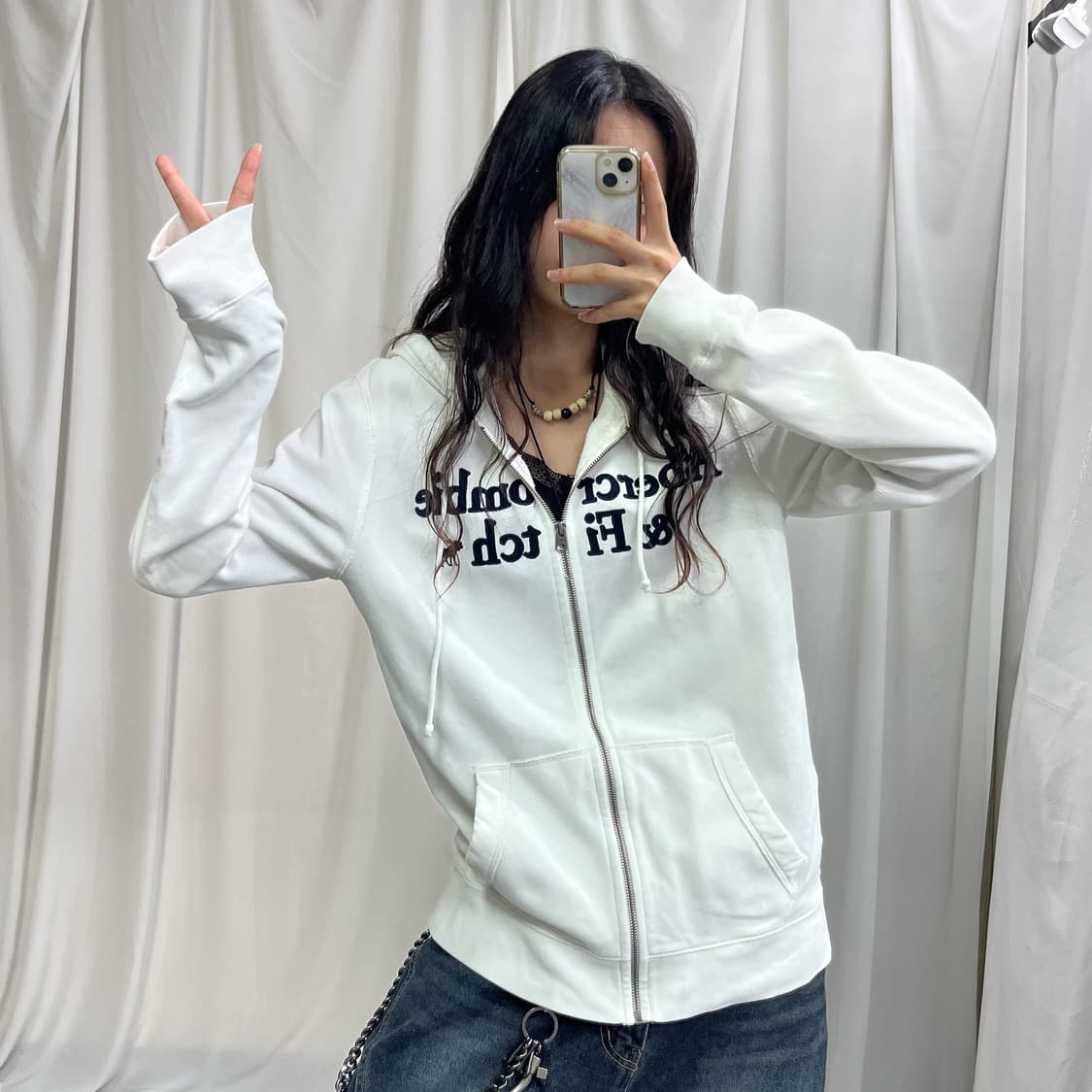Abercrombie white hood zip-up  상품이미지2