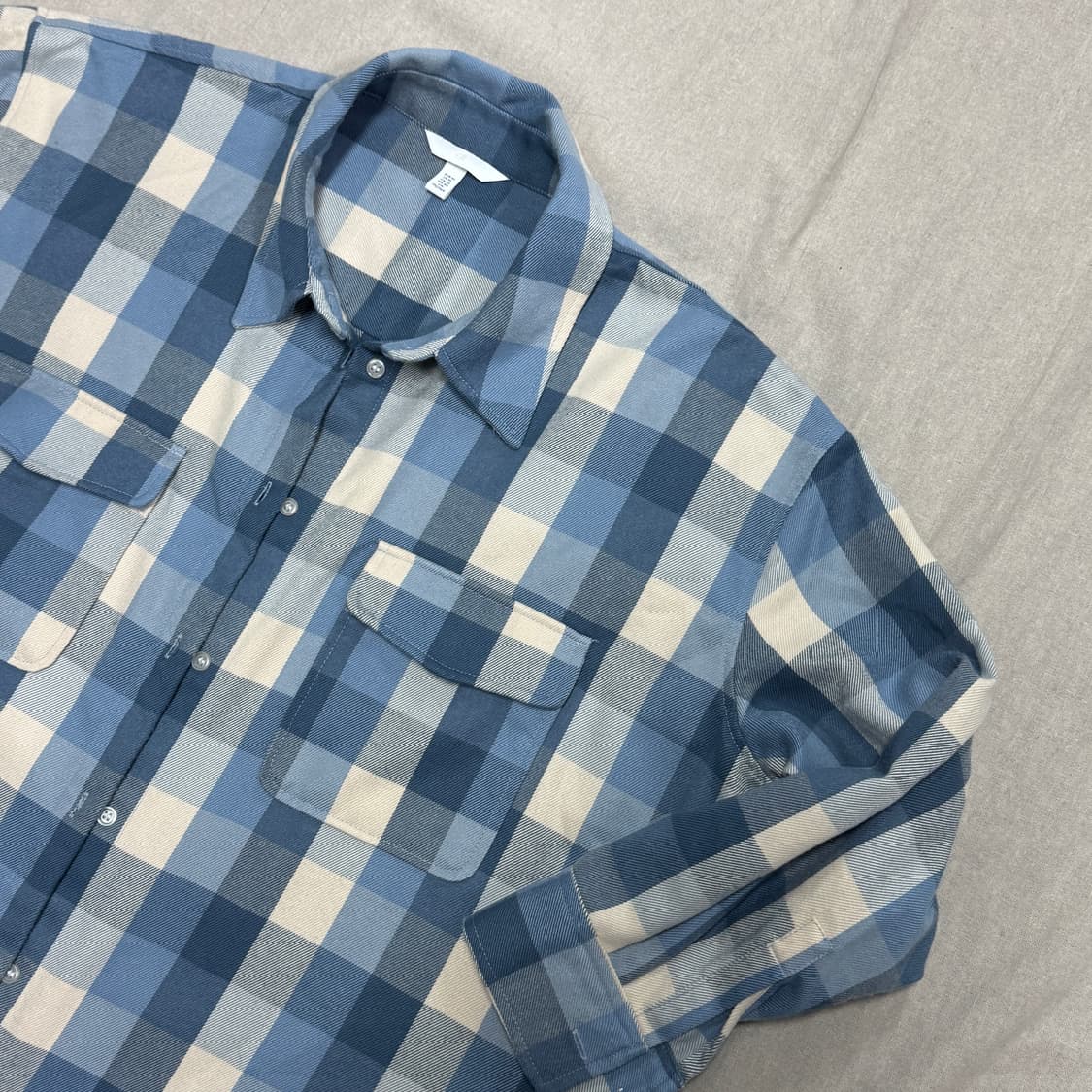 H&M 오버 블루 체크셔츠 XXL 상품이미지2
