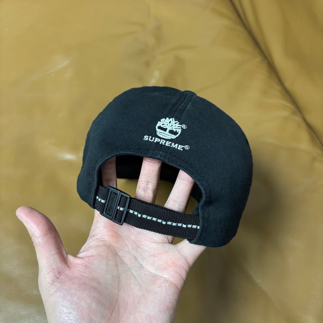 Supreme 슈프림x팀버랜드 워시드 블랙 6패널 볼캡 모자 Black 상품이미지8