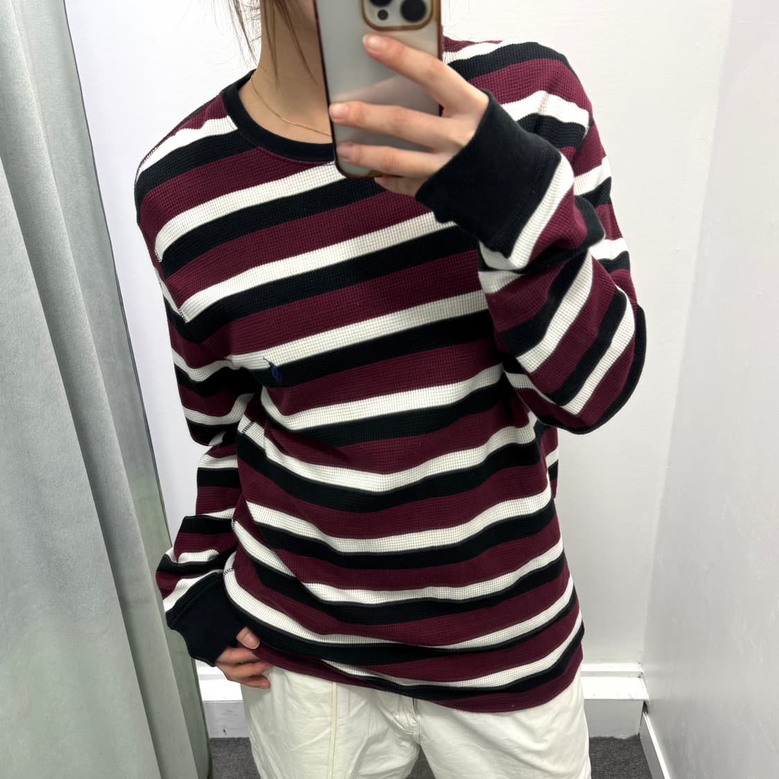 폴로 버건디 스트라이프 롱슬리브 상품이미지1