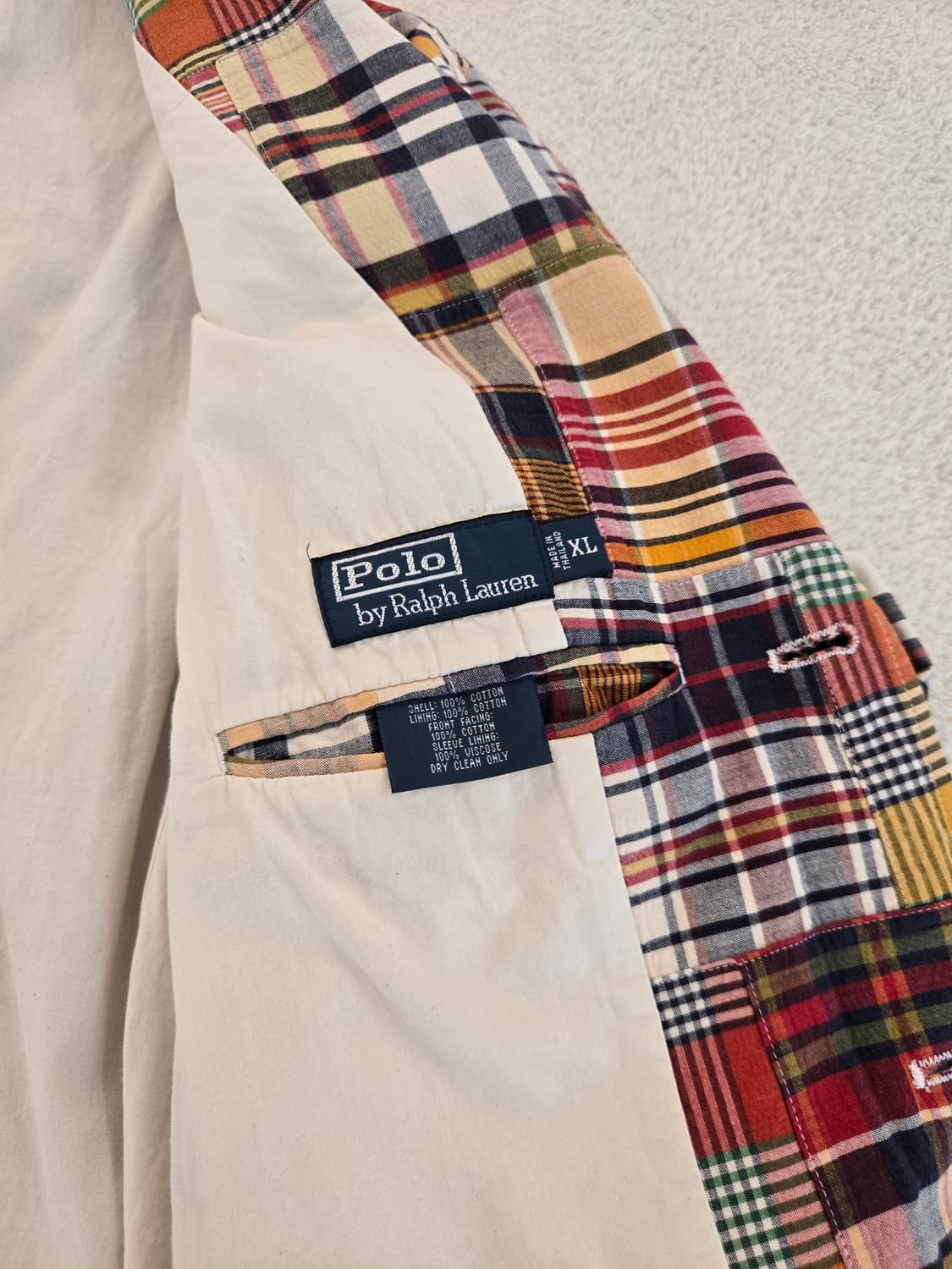 폴로 랄프로렌 패치워크 체크 블레이저 XL 상품이미지7