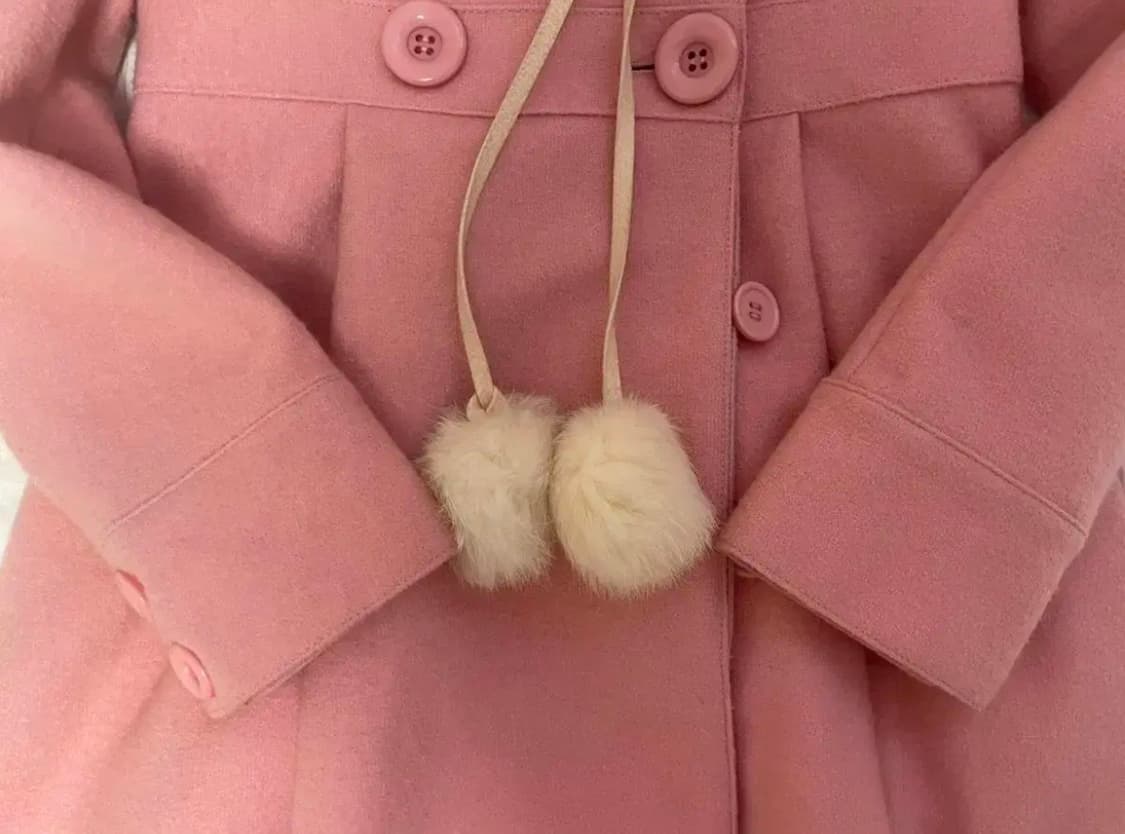리즈리사 라떼갸루 폼폼 후드 코트 핑크 퍼 상품이미지4
