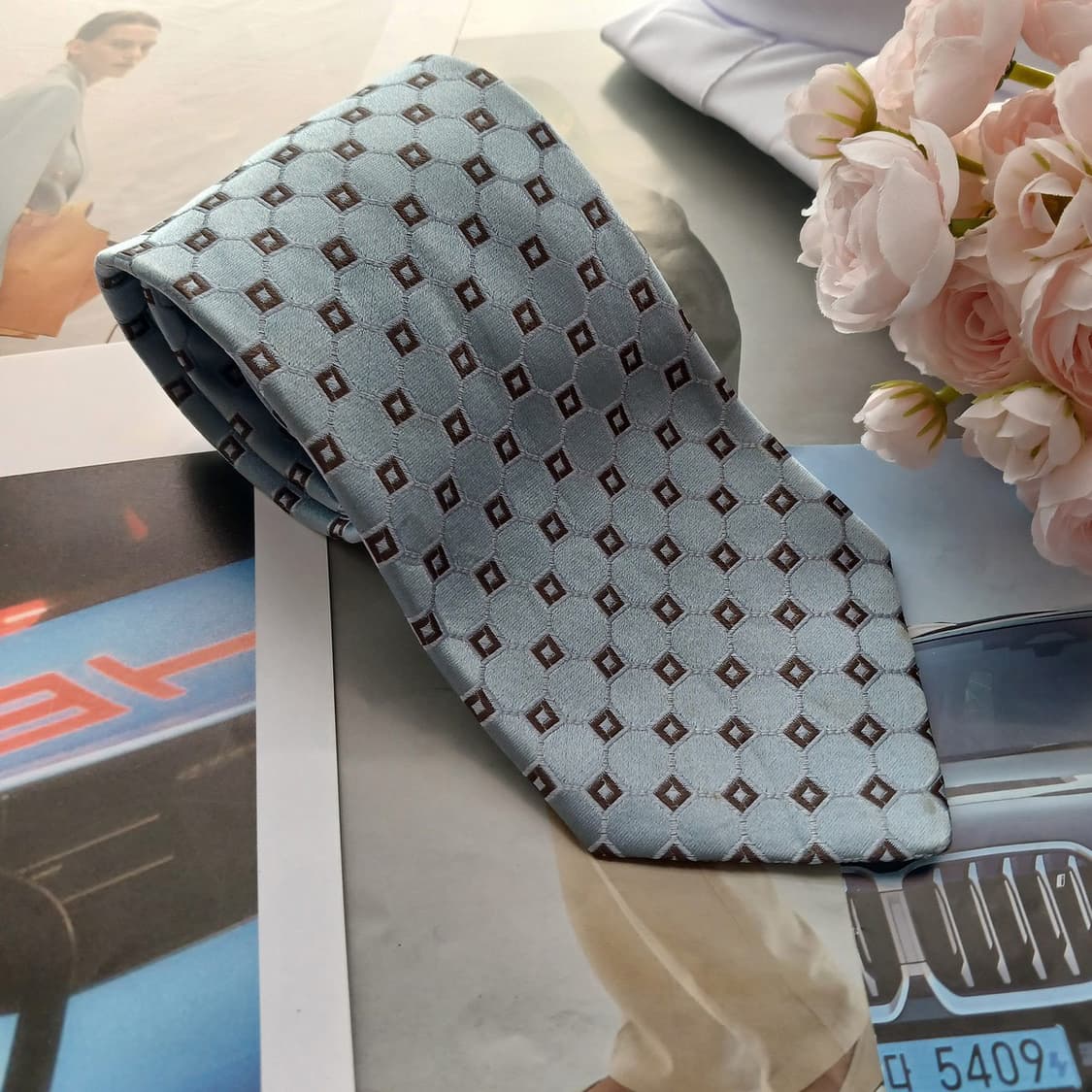 앤드류스타이 실크 스카이블루 자카드 넥타이 9.6cm A등급 A18698 상품이미지2