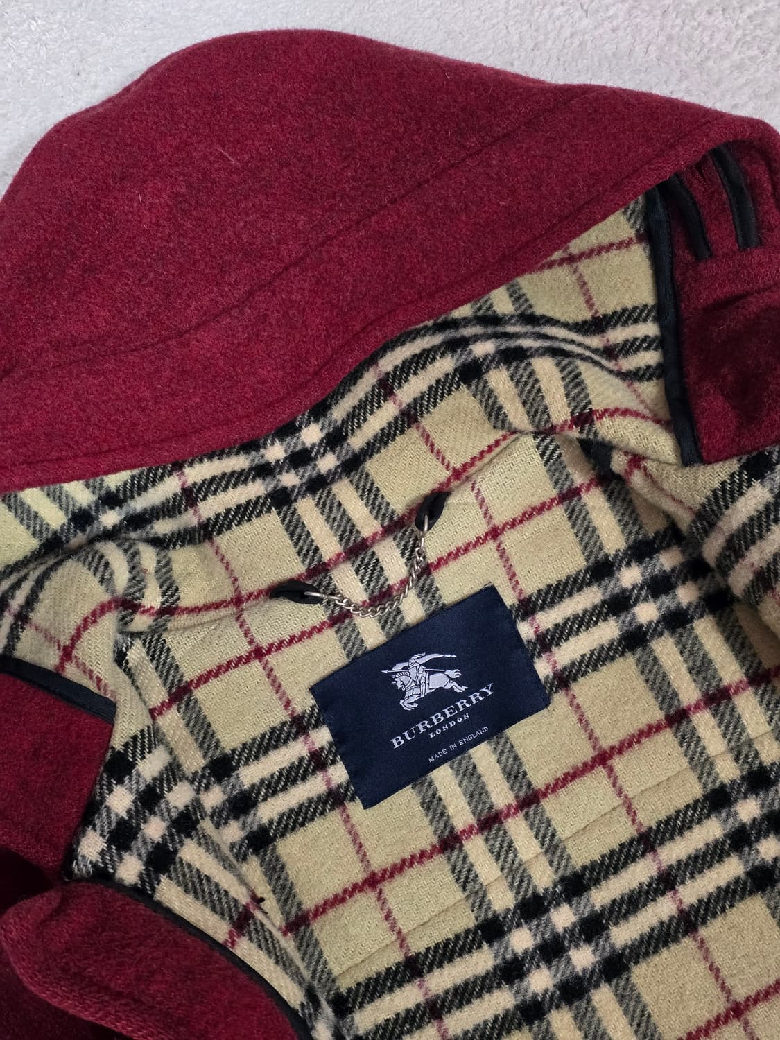 Burberry 버버리 레드 체크 후드 더플 떡볶이 코트 상품이미지6