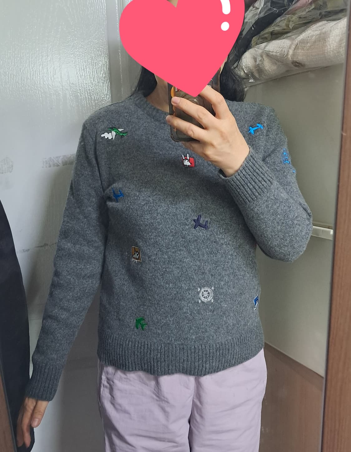 카스텔바작 자수 여성 방풍 니트 95(약66~날씬77) 상품이미지9