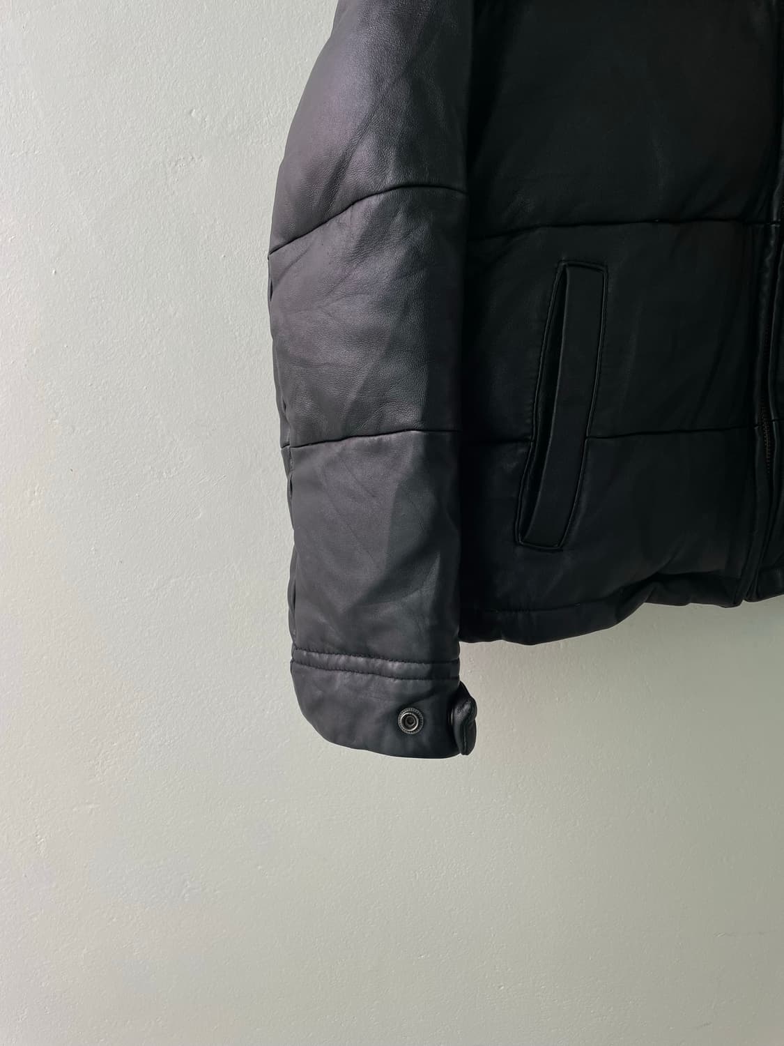 양가죽 레더 크롭 패딩 자켓 상품이미지5