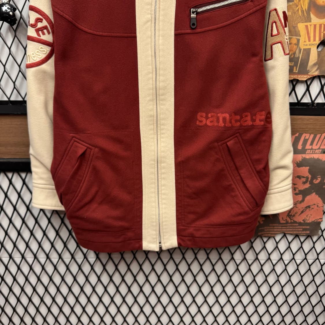 90s JPN VINTAGE 집업 바시티 자켓 크림 버건디 상품이미지4