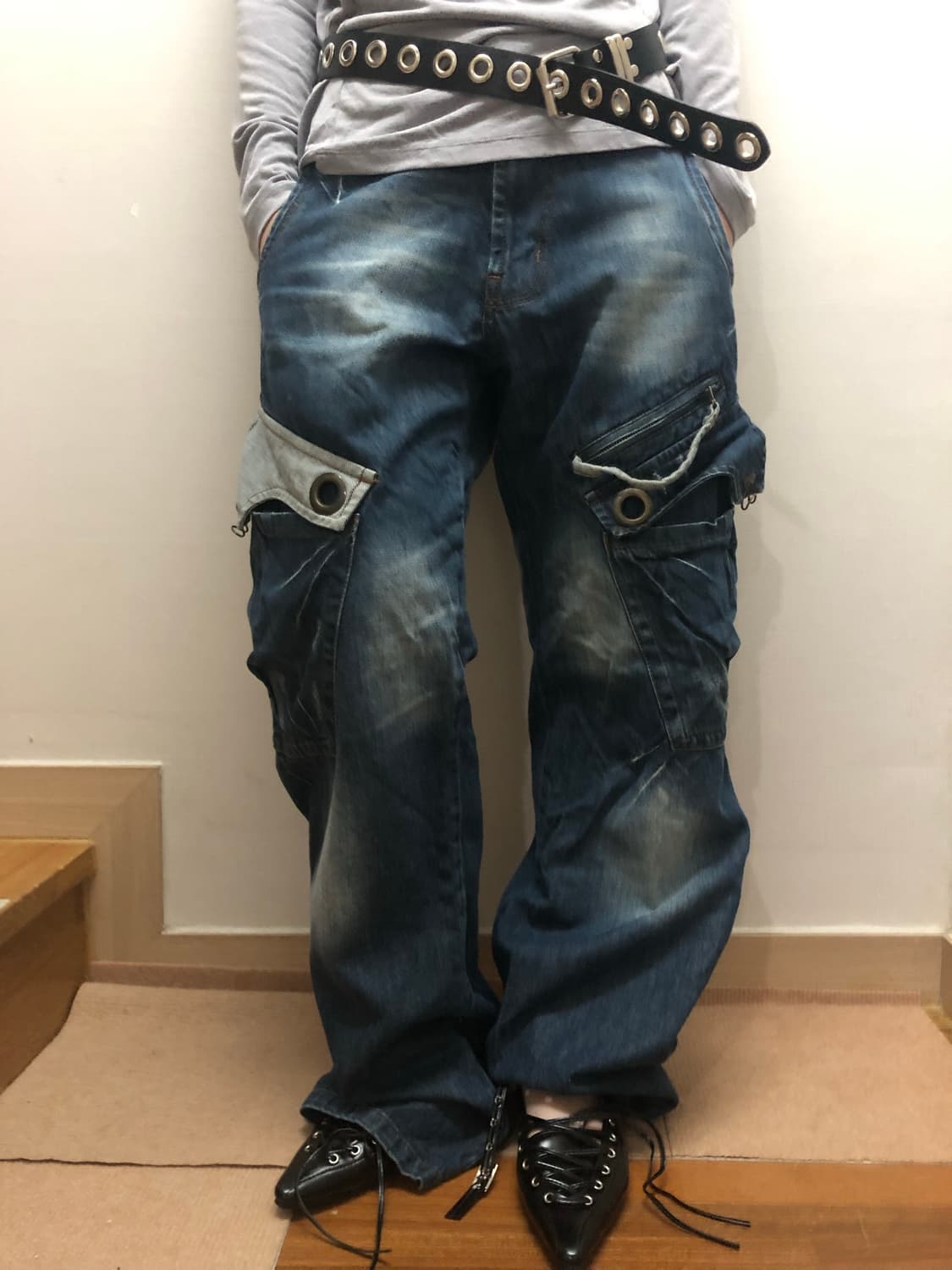 빈티지 데님 펑크 디테일 팬츠 상품이미지2