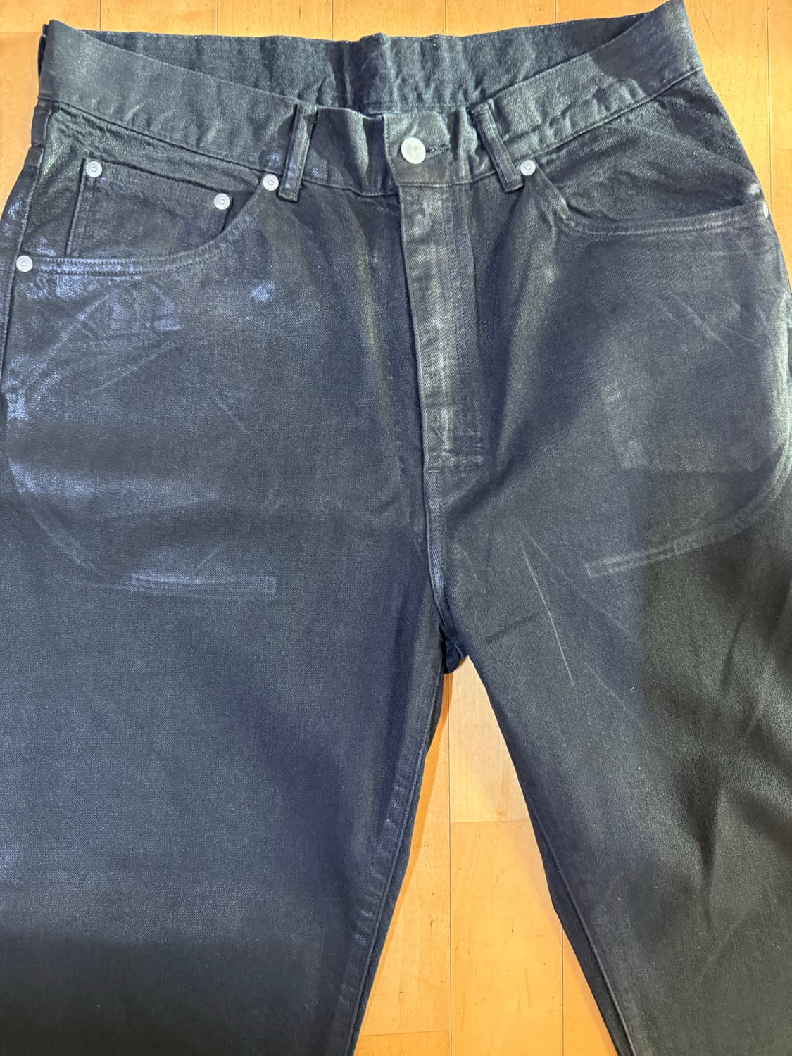 3size 안셀름  코팅 블랙 데님팬츠 상품이미지2