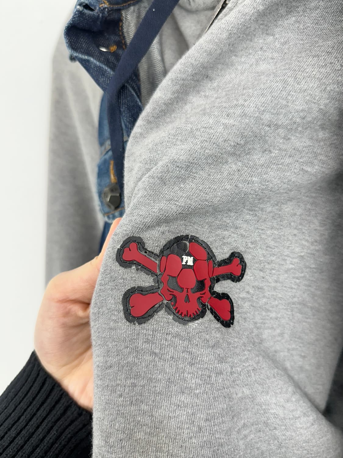 Frankie Morello Layered Denim Skull Zip  상품이미지9