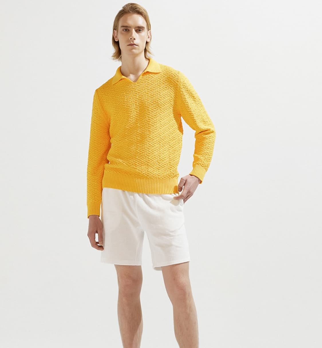 제이리움 코튼텍스쳐드 오픈카라 스웨터 S 상품이미지6