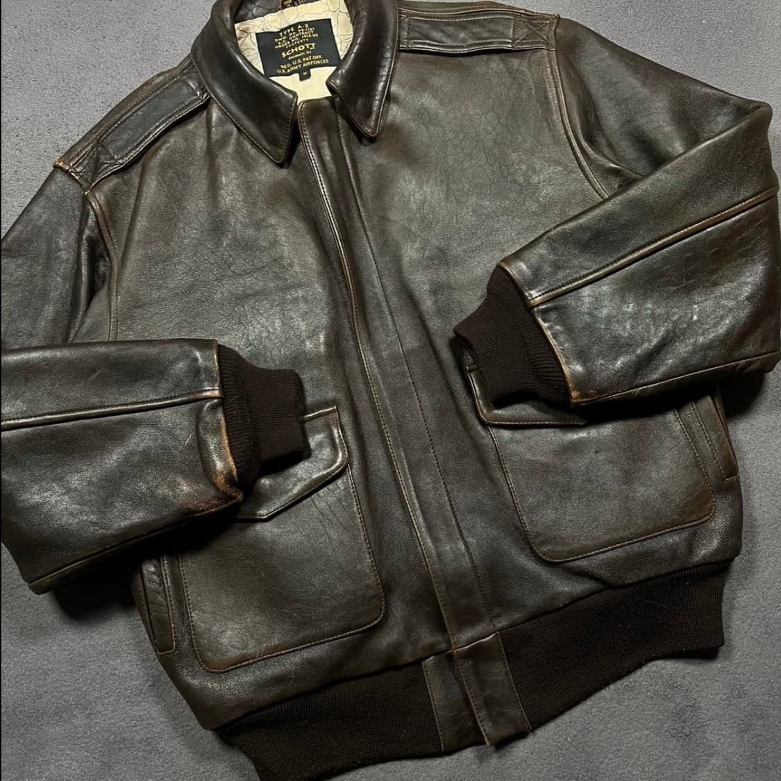 [90s Schott A-2 leather jacket] 상품이미지2