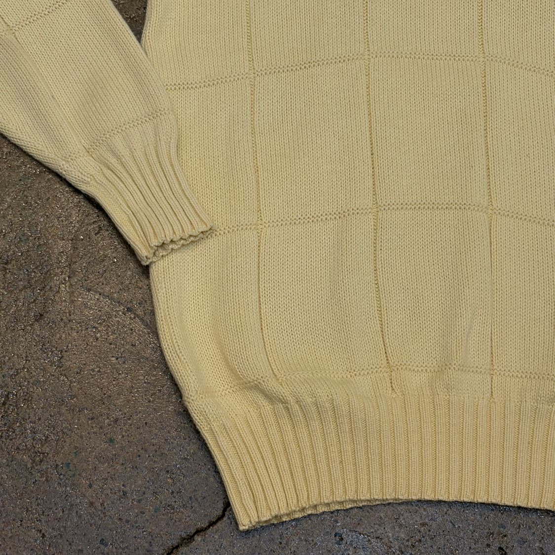 90s Made in USA 빈티지 엘엘빈 연노랑 코튼 니트 상품이미지5