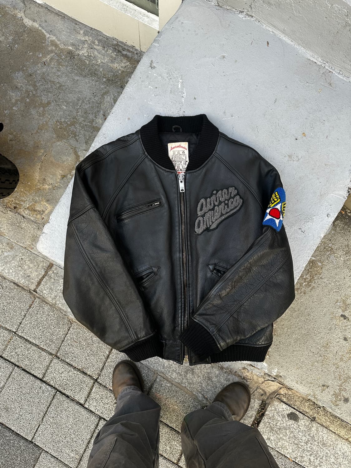 avirex 아비렉스 90s 트랙필드 레더 바시티 자켓 상품이미지3